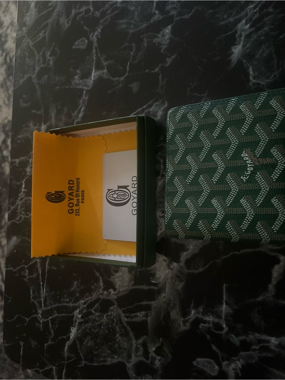 Goyard Dark Green Chevron Card Holder